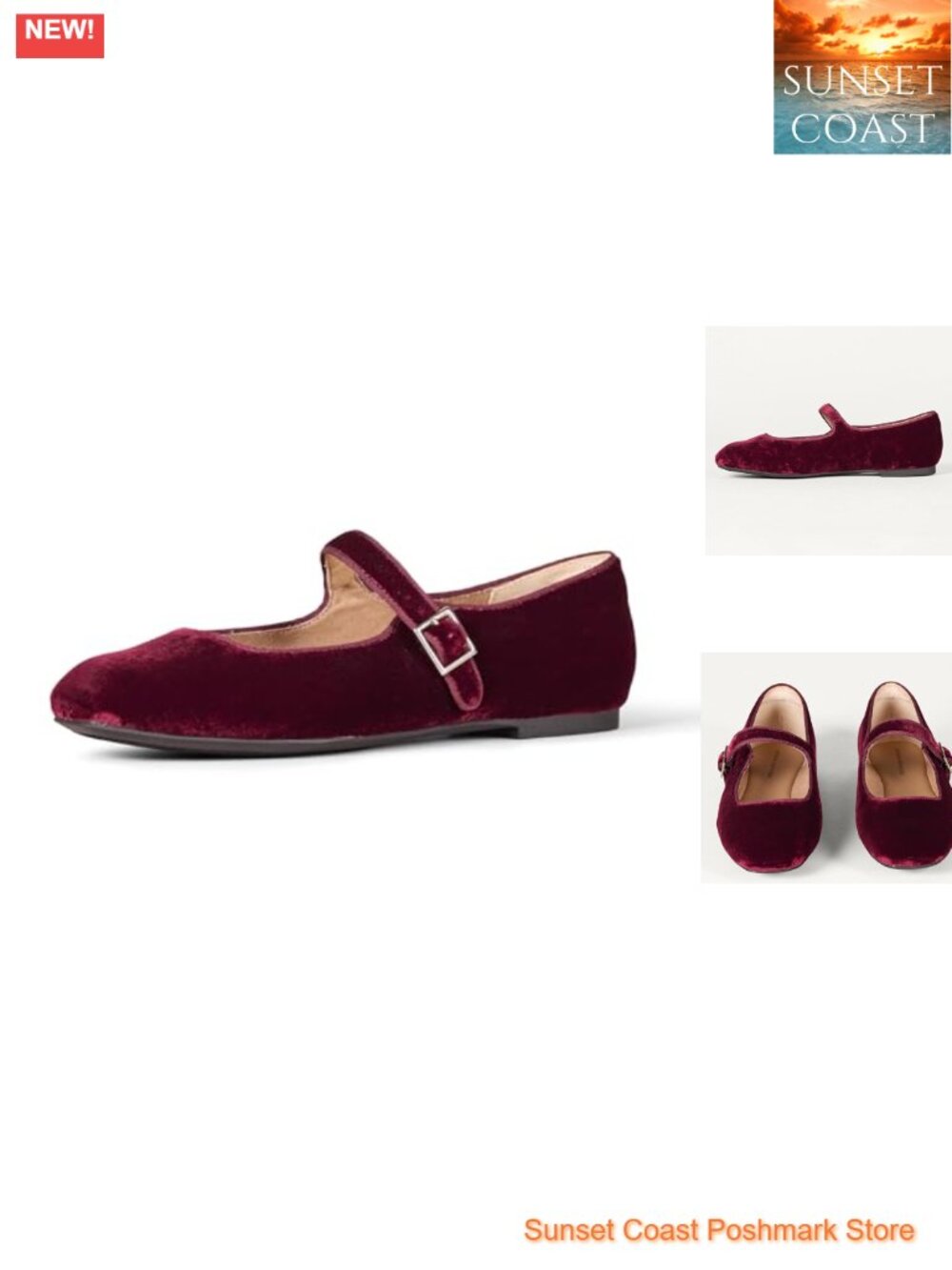 Women's Square Toe Mary Jane Ballet Flats Faux Suede Adjustable Buckle